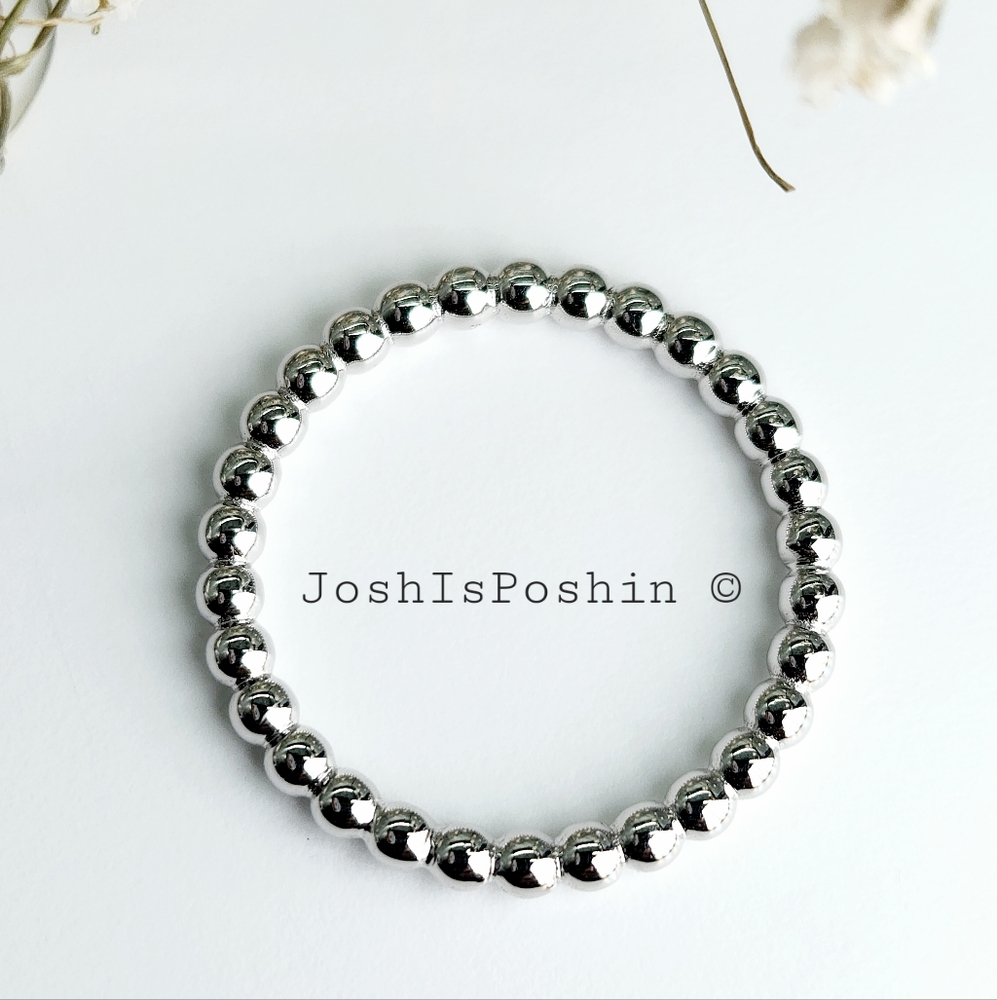 Handmade beaded Ball eternity band in sterling silver